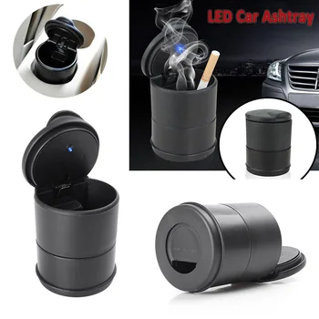 Universal Car füstmentes, könnyen tisztítható hamutartó LED-es megvilágítású hamutartóval, fekete
