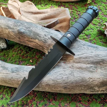 rozsdamentes acél kültéri egyenes kés - taktikai túlélési eszköz önvédelmi vadászat kemping bushcraft rögzített pengéjű kés