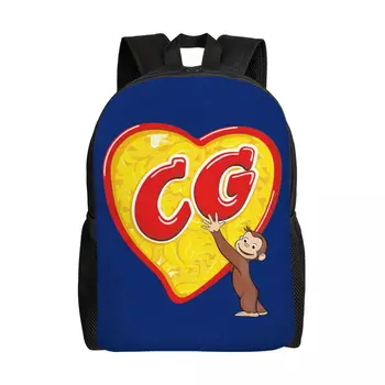 Kíváncsi George C G Love Heart laptop hátizsák női férfiak Alap könyvtáska iskolai főiskolai hallgatóknak Majom TV sorozat táskák