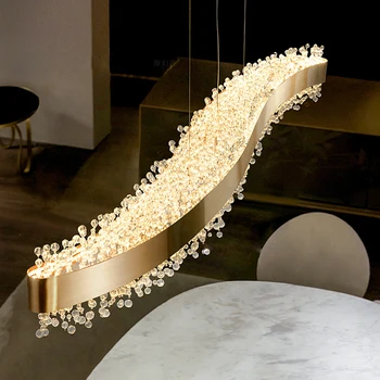 2023 Modern kristálycsillár világítás Nappali Luxus függőlámpák a konyhaszigethez Téglalap alakú LED függő lámpa