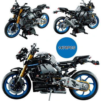 1478Pcs Műszaki Moc 42159 Híres Yamahák MT-10 SP motorkerékpár építőelemek Modell Versenyzés Motorkerékpár kockák Játékok gyermekeknek Ajándékok