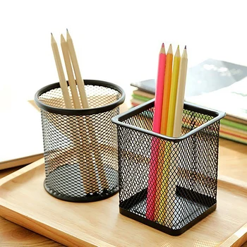 1 db irodai asztali fém háló négyzet alakú tolltartó levélpapír sminkkefe konténer rendszerező tartós ceruza tok