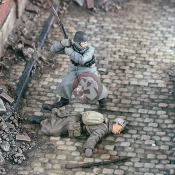 Unassambled 1/35 ŐSI Elfogyott a lőszer Német és orosz katonák Gyanta figura miniatűr modell készletek festetlen