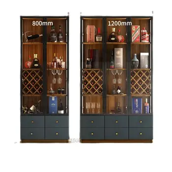 2+3 szekrénnyel könnyű, csúcskategóriás borszekrénnyel modern minimalista üvegajtó Nordic padló oldalsó szekrény BÁR POLC