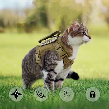 Macskamellény, állítható taktikai hámok, pórázkészlet, séta légáteresztő hálós kisállat ruhák, nagy cica macskák és kis kutya