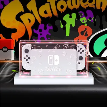 Clear porvédő Nintendo Switch konzolhoz OLED akril kijelződoboz Shell RGB Light Luminous Base védőtok Játékok tartozékai