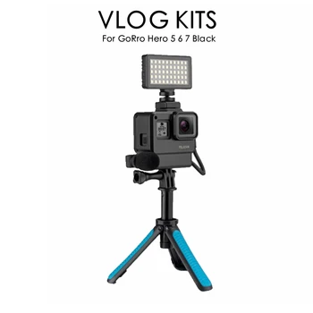Fran-F45 többszínű fényképészeti fények vízálló töltőfény + Vlog mikrofonkészletek Go Pro Hero 5 6 7 kamera VLOG tartozékokhoz
