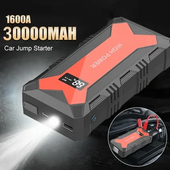 Autó akkumulátor Jump Starter 30000mAh hordozható Power Bank töltő LED zseblámpa Vészhelyzeti nyomásfokozó indító eszköz Autó Assecories