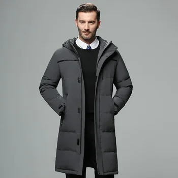 2023 Új őszi és téli férfi meleg középhosszú vastag alkalmi kapucnis kabát férfi téli egyszínű retro laza kabát