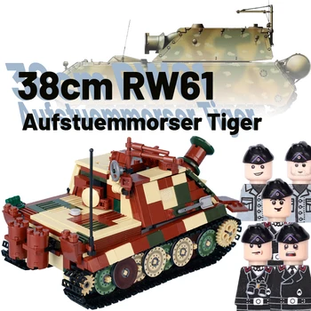 WW2 Katonai német Sturmtiger nehéz lánctalpas tankok építőelemek Katona fegyverek páncélozott autó Mini modell kockák Gyerekjátékok Ajándékok