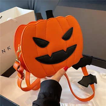 2023 3D rajzfilm vicces tök crossbody táska újdonság Halloween kis ördög válltáska kreatív női bőr kis táska táska