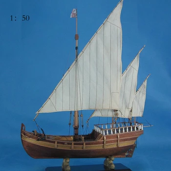 1/50modell hajó Nina kézzel készített DIY fa hajó modell összeszerelő készlet Olasz Columbus flottatag Nina modell Toy Boy ajándékkollekció